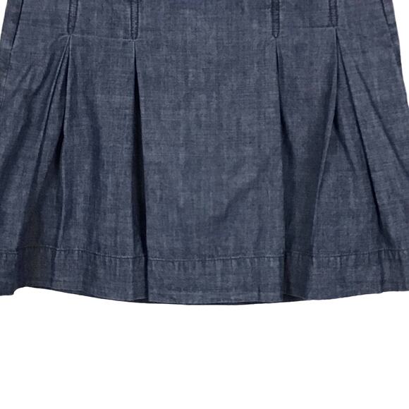 J CREW Retro Chambray Wendy A Line Dark Blue Chambray Denim Circle Skirt sz 0 - Picture 6 of 11